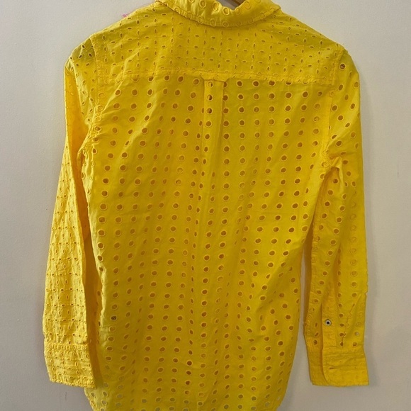 NWT J. Crew Sunny Yellow Eyelet Button Down Shirt - Picture 5 of 8